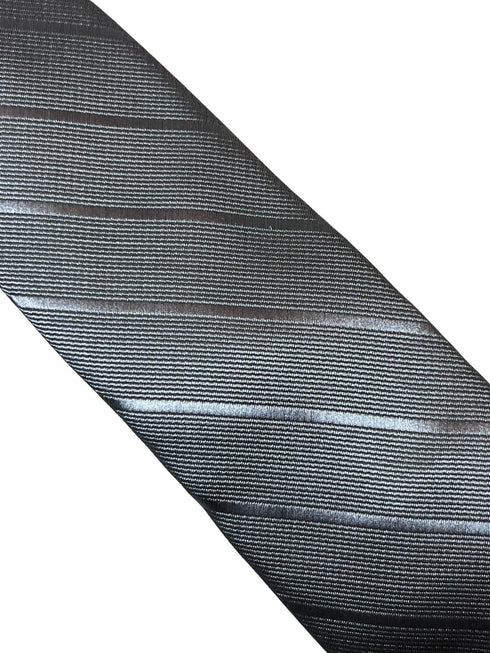 silver grey tie with slate striped design